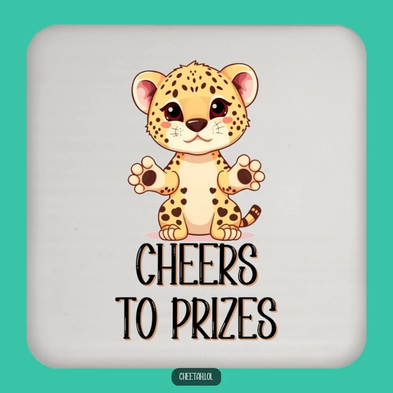 Funny Cheetah Cub Prize Presenter Coaster: Cheers to Wins Gift