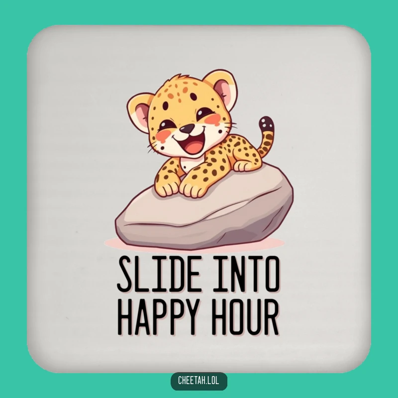 Funny Cheetah Cub Slide Coaster Set - Sip with Smiles, Great Gift