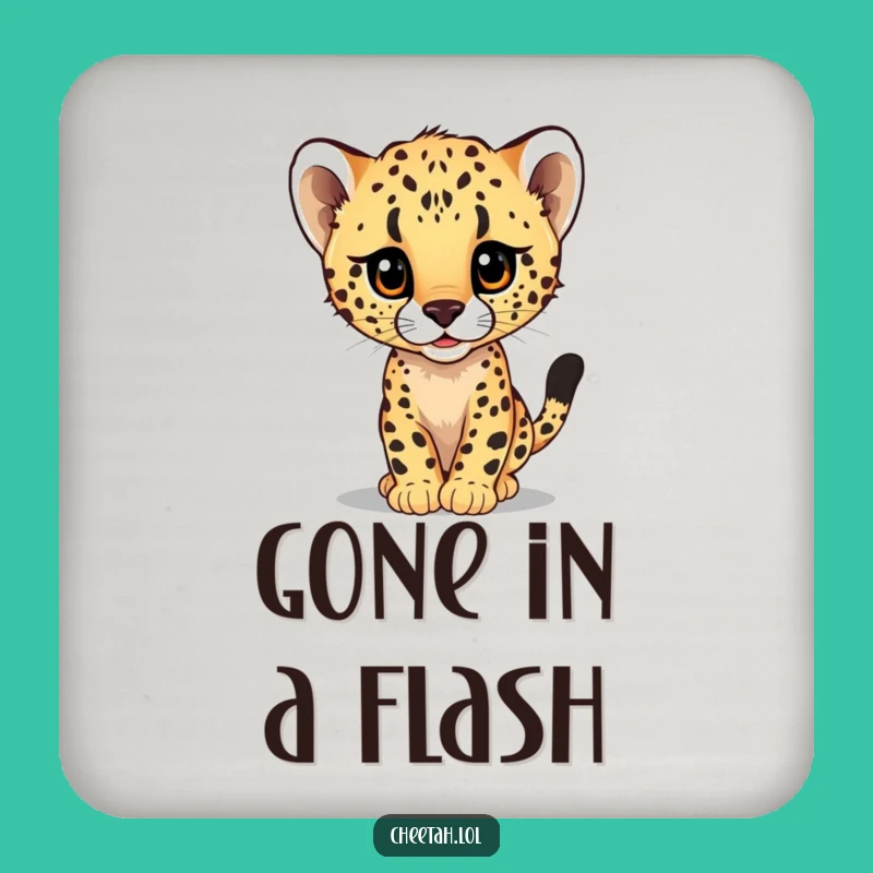 Funny Cheetah Cub Speeding Blur Coasters: Protect with Playful Speed