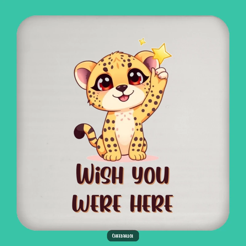 Funny Cheetah Cub Star Reach Coasters: Protect Surfaces with Dreams