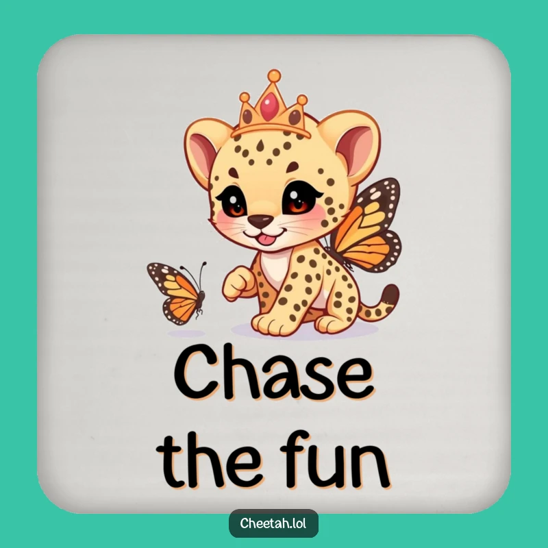 Funny Cheetah Cub Tiara Coaster: Playful Table Protector, Perfect Funny Gift