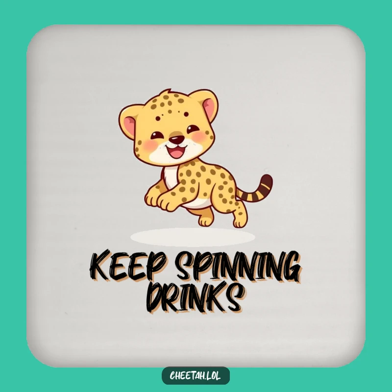 Funny Happy Cheetah Cub Playful Coaster - Protect Surfaces with Joy!