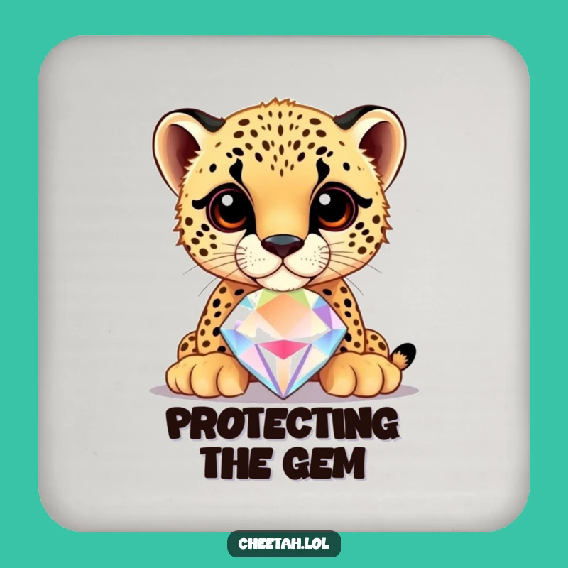 Funny Cheetah Cub Jewel Balance Coaster: Protect Surfaces with Glamour Gift
