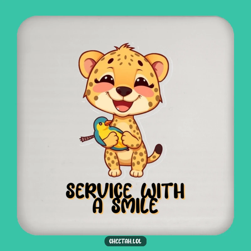 Funny Cheetah Drink Coaster: Protect Surfaces with Hilarious Style, Unique Funny Gift
