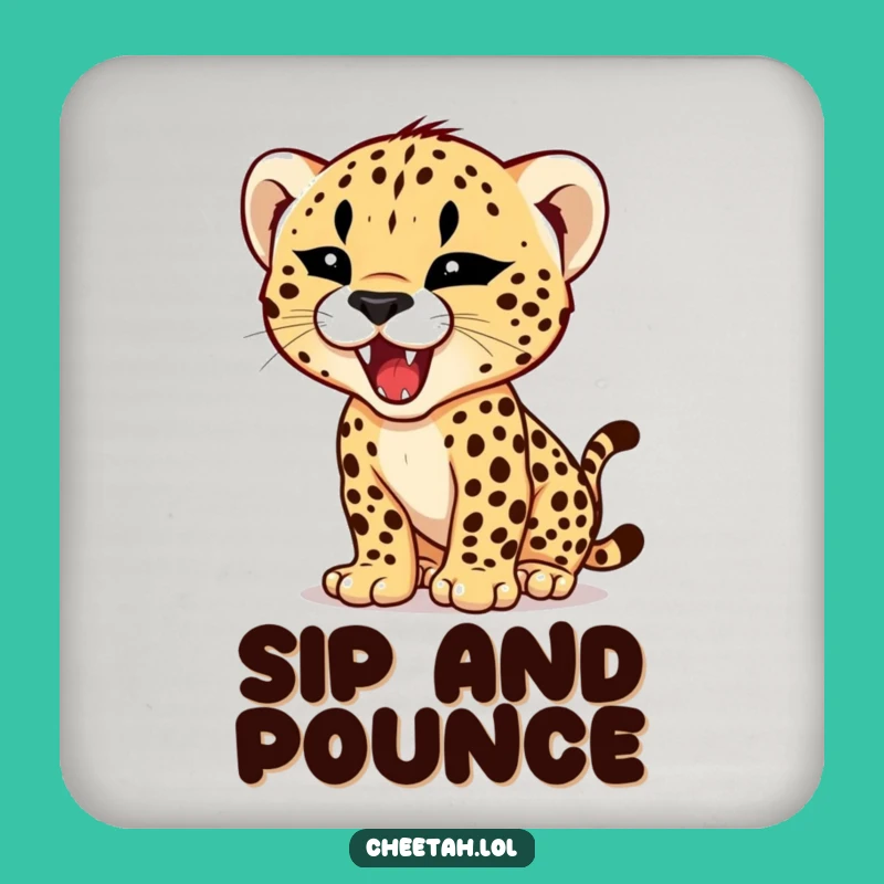Funny Cheetah Cub Roar Coaster - Tiny Fierce Predator Humor Table Protector Gift