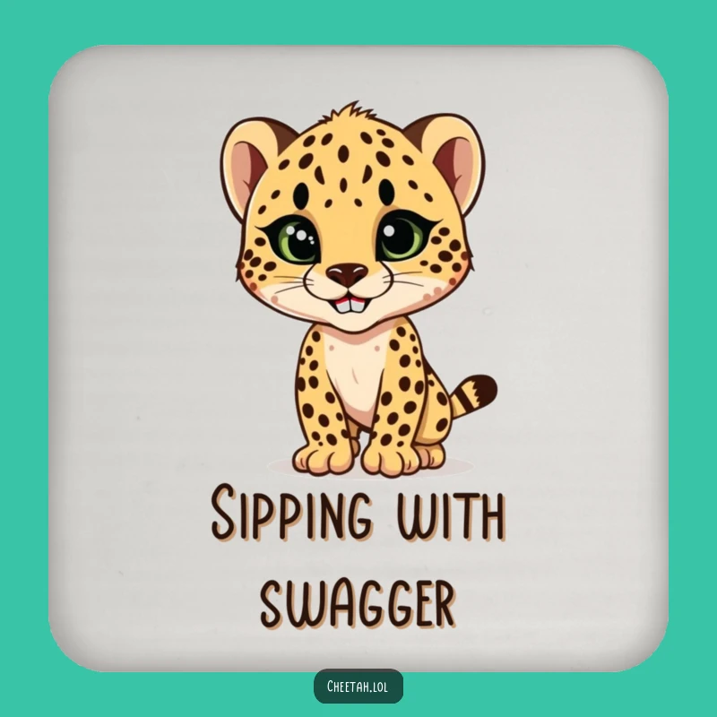 Funny Cheetah Cub Style Coasters: Protect Surfaces with Fierce Flair