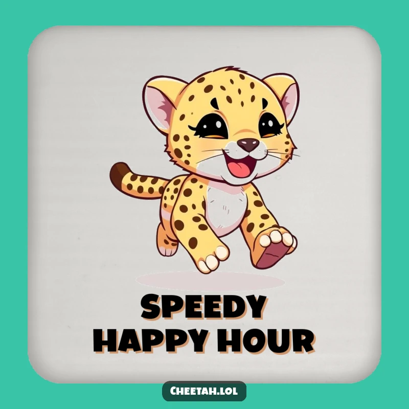 Funny Cheetah Cub Coaster - Sip with Speed and Playful Style Gift