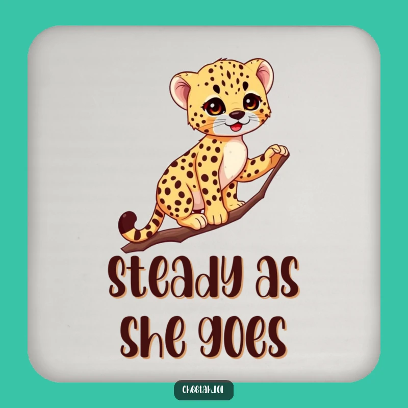 Funny Cheetah Cub Drink Coaster: Graceful Surface Protector, Hilarious Woodland Surprise