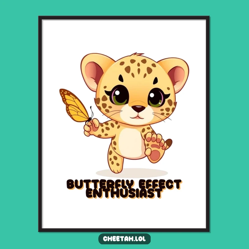 Funny Cheetah Cub Chase Poster: Add Whimsical Wonder to Your Walls