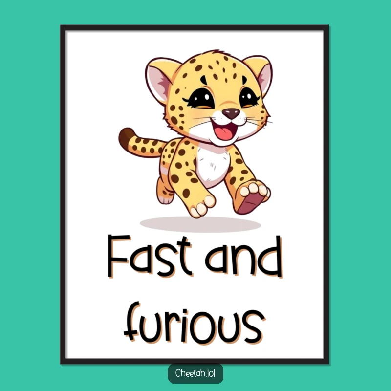 Funny Cheetah Cub Poster - Dynamic Motion Art for Wall Decor Gift