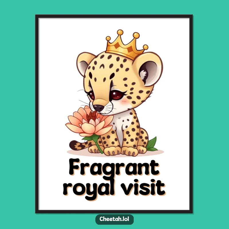 Funny Cheetah Cub Crown Poster: Curious Nature Art, Perfect Funny Gift