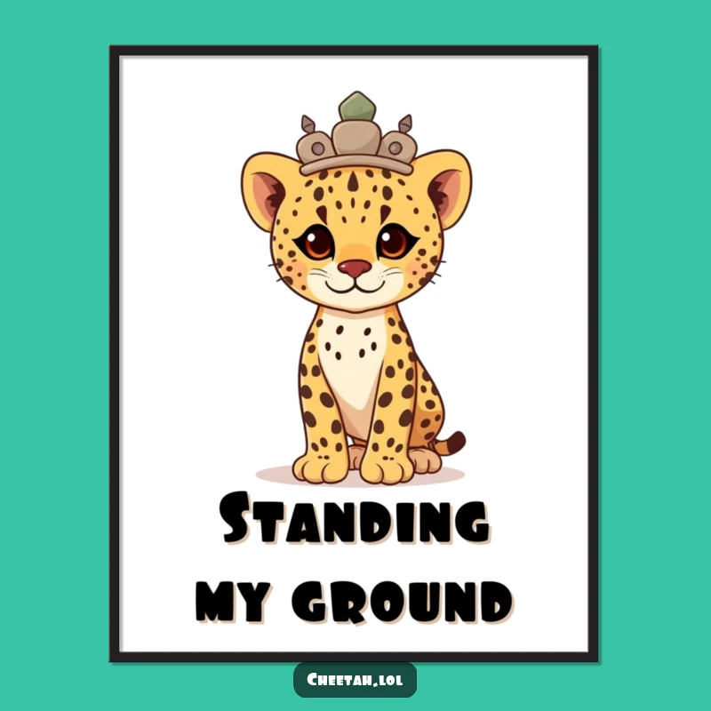 Funny Proud Cheetah Cub Crown Poster: Majestic Art Print Gift for Inspirers