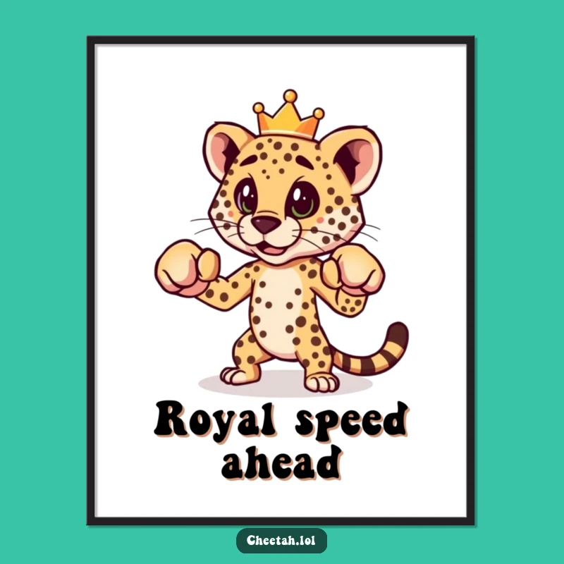 Funny Cheetah Boxing Poster: Add Regal & Playful Warrior Vibes to Your Wall