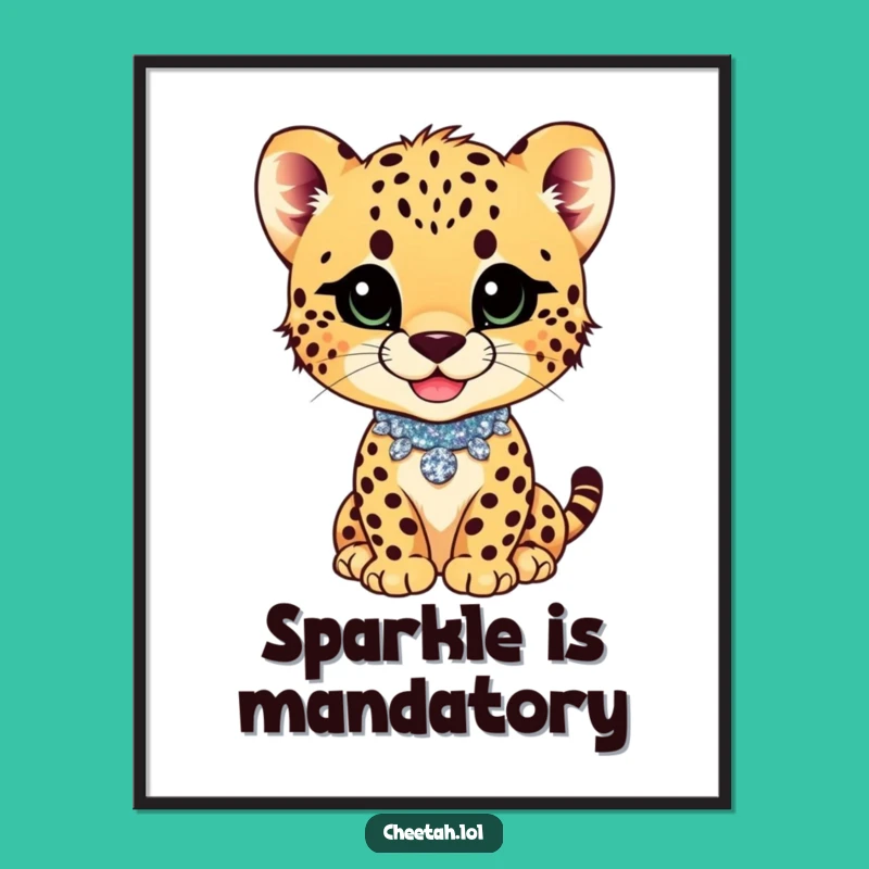 Funny Cheetah Cub Smirk Collar Poster: Sassy Wall Art Gift