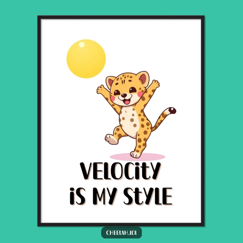 Funny Cheetah Cub Poster: Brighten Your Walls with Cartwheeling Joy