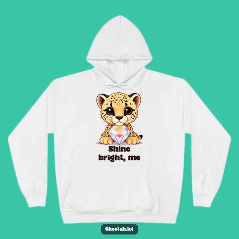 Cozy Funny Cheetah Cub Jewel Balance Hoodie: Warm & Dazzling Gift