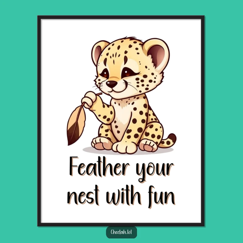 Free Printable Cheetah Wall Art: Feather Play Downloadable Decor