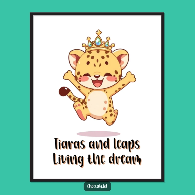 Free Printable Wall Art: Joyful Cheetah Leap - Funny Downloadable Kids Room Decor