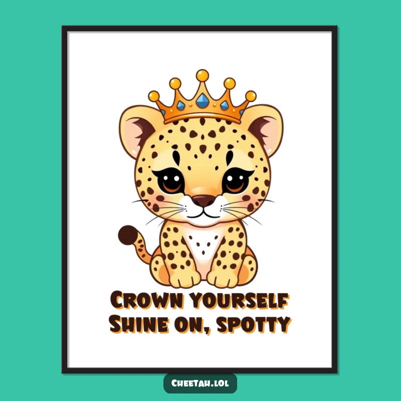 Free Printable Wall Art: Royal Cheetah Cub Crown - Funny Downloadable Nursery Decor