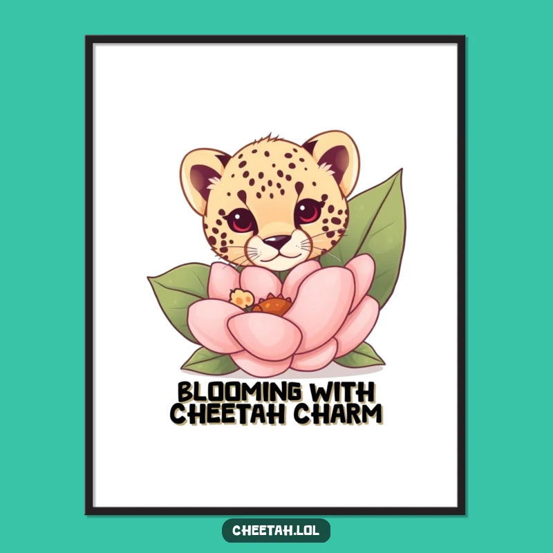 Funny Free Printable Cheetah Wall Art: Flower Peek Cub Downloadable Decor
