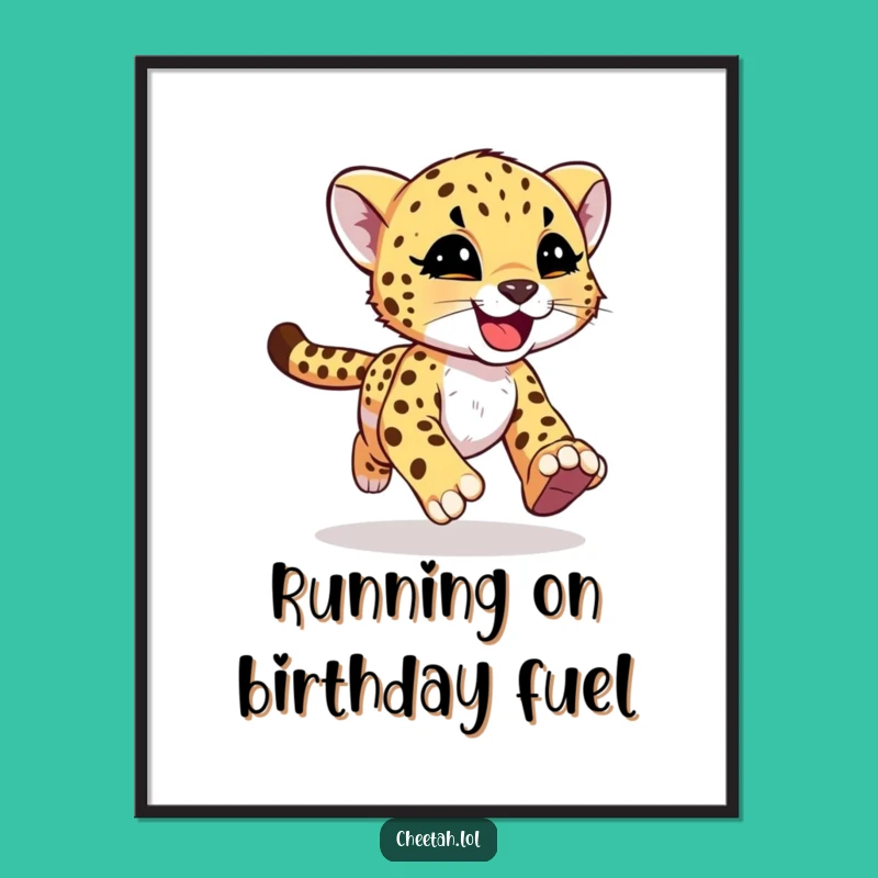 Funny Free Printable Wall Art: Cheetah Cub Running Downloadable Decor!