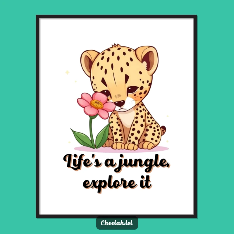 Free Printable Wall Art: Curious Cheetah Cub, Funny Downloadable Decor for Wild Spaces