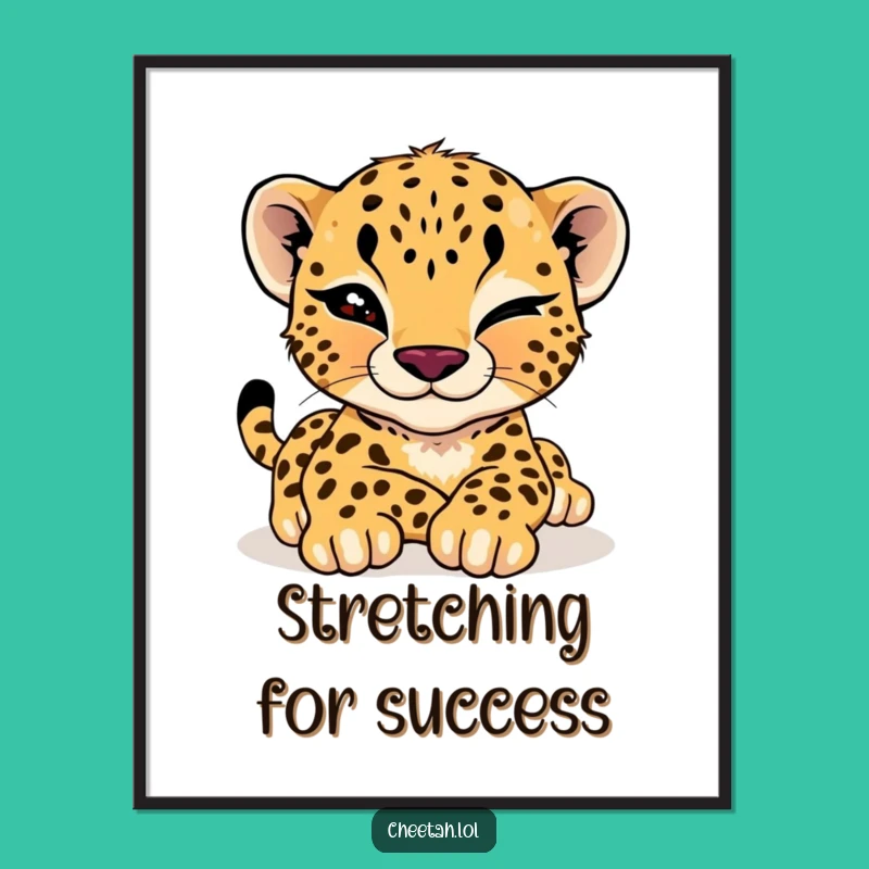 Winking Cheetah Cub Relaxed Funny Free Printable Wall Art Downloadable Gift