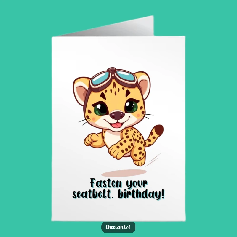 Free Printable Birthday Card: Cheetah Cub Funny Downloadable Gift for a Speedy Celebration