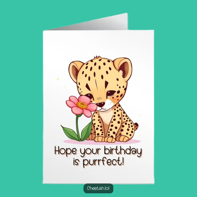 Free Printable Birthday Card: Curious Cheetah Cub, Funny Downloadable Gift for Explorer Birthdays