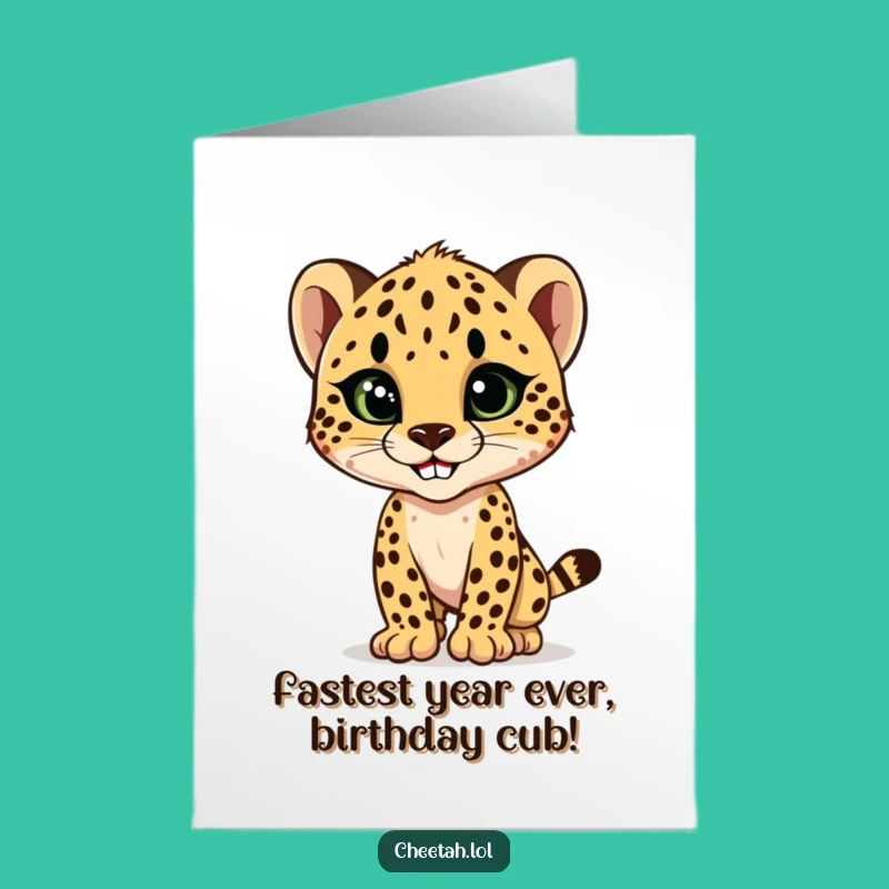 Free Printable Birthday Card: Stylish Cheetah Cub, Cool Downloadable Gift for Animal Lovers