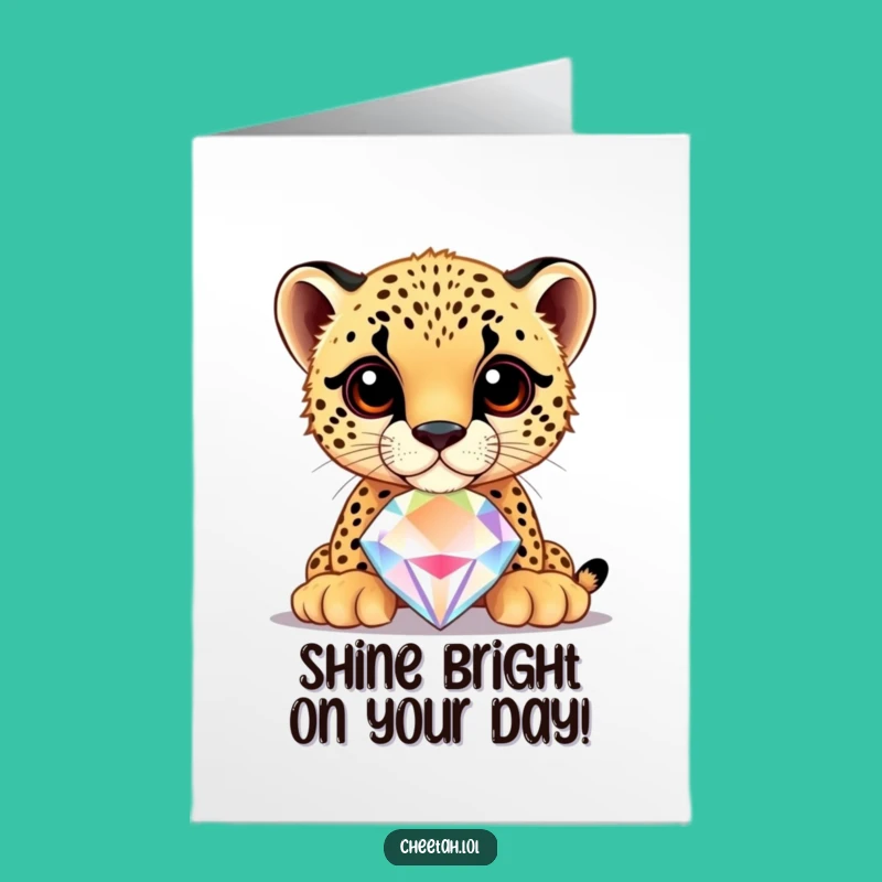 Free Printable Cheetah Birthday Card: Jewel Nose Cub Funny Downloadable Gift