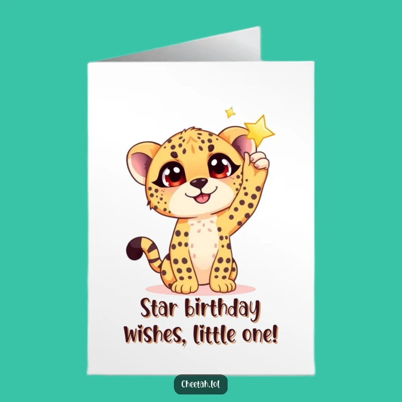 Free Printable Cheetah Birthday Card - Star Reaching Cub Downloadable Gift