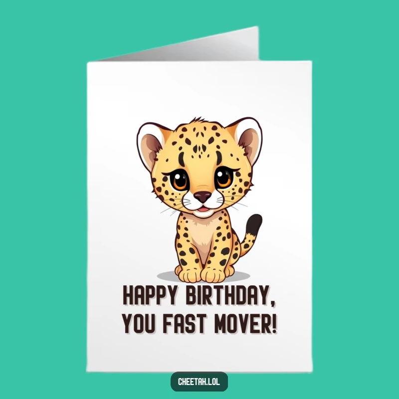 Funny Free Printable Cheetah Birthday Card - Speeding Cub Peek Downloadable Gift