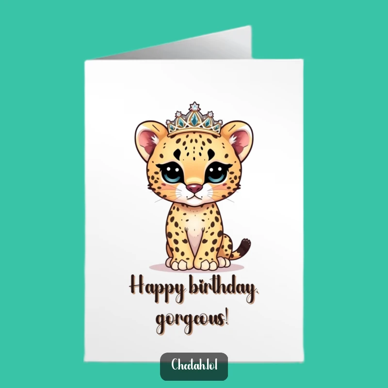 Free Printable Birthday Card: Cheetah Diva - Glamorous Downloadable Greeting
