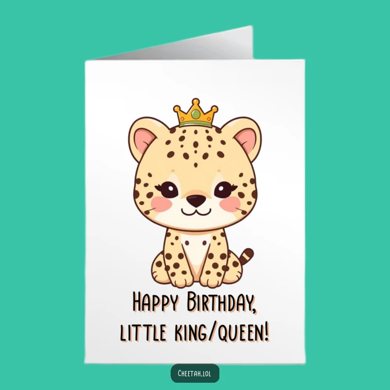 Free Printable Cheetah Birthday Card - Gentle King Cub Downloadable Royal Gift