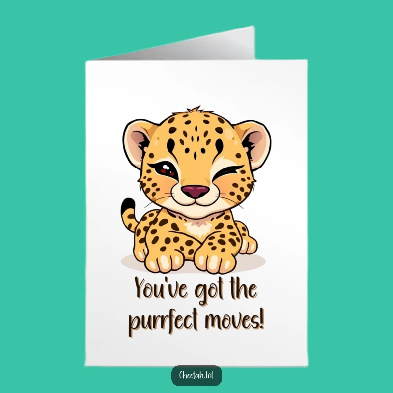 Cheetah Cub Wink Congrats Card: Free Printable Relaxed Funny Downloadable Gift