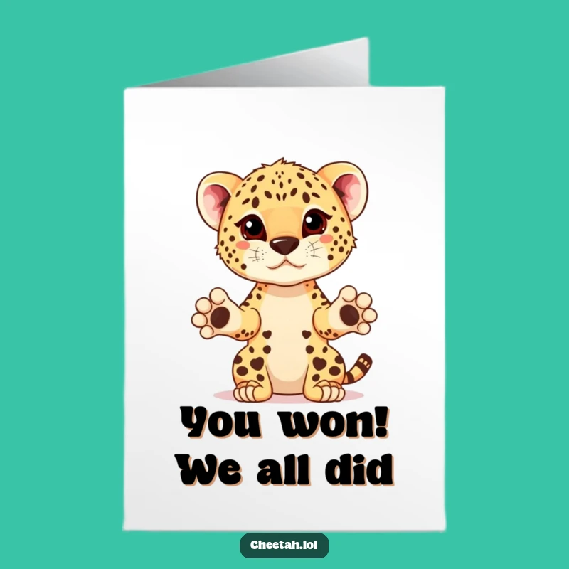 Free Printable Cheetah Congrats Card: Presenting Cub Funny Downloadable
