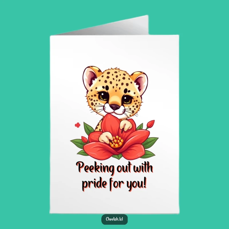 Free Printable Cheetah Cub Congrats Card: A Blooming Surprise, Funny Downloadable Gift