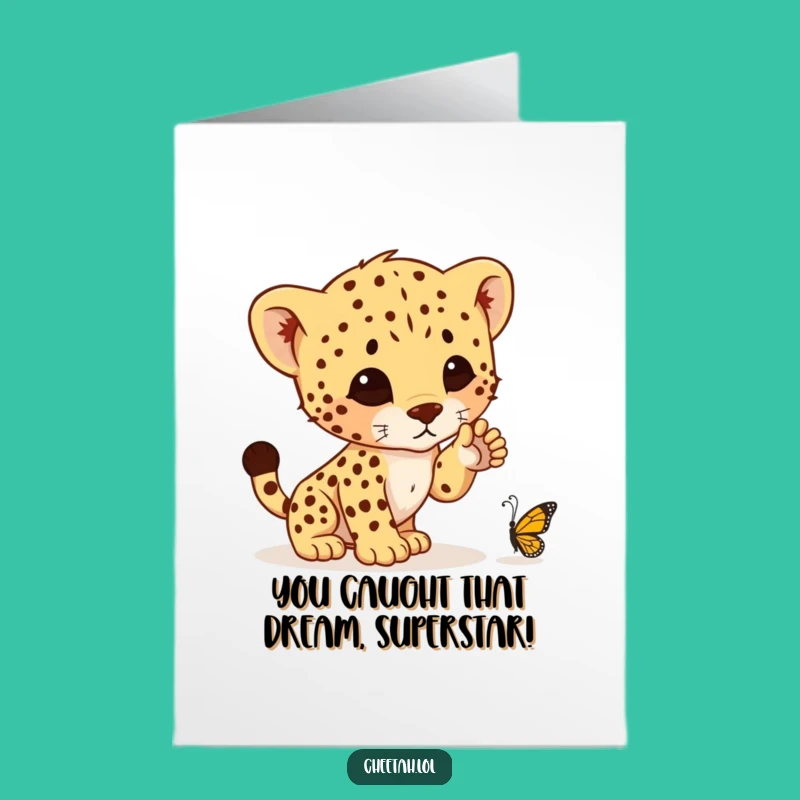 Free Printable Cheetah Cub Congrats Card: Pounce on Success with this Funny Downloadable Gift