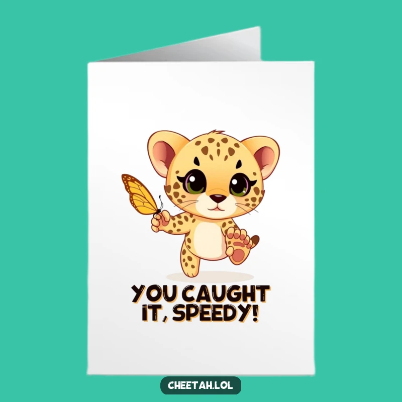 Free Printable Congrats Card: Cheetah Cub Joy, Whimsical Downloadable Gift