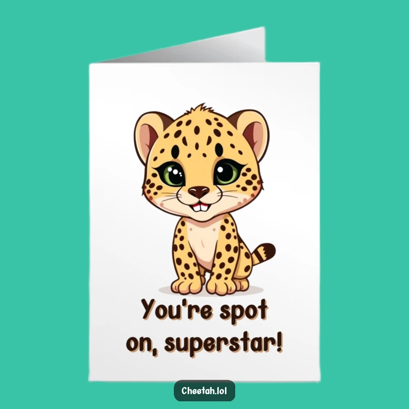 Free Printable Congrats Card: Cheetah Cub Style, Chic Downloadable Gift for Winners