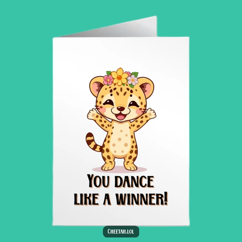 Free Printable Cheetah Card: Energetic Jig Congratulations Downloadable Gift for Big Wins