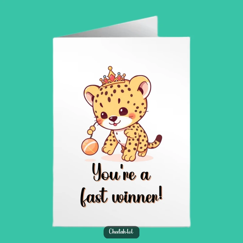 Free Printable Congrats Card: Tiara Cheetah Cub - Royal Funny DIY Downloadable