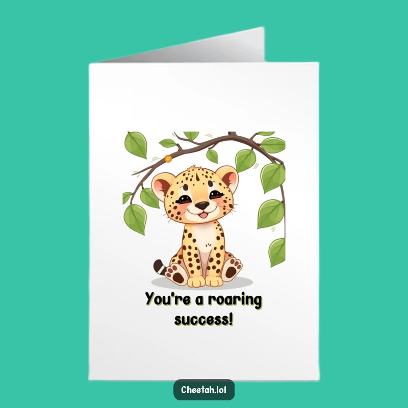 Cheetah Cub Congrats Card: Free Printable Playful Vine Funny Downloadable Gift