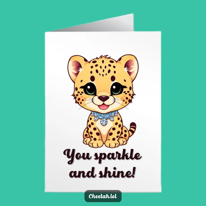 Free Printable Cheetah Congrats Card: Smug Cub Glitter Collar Funny