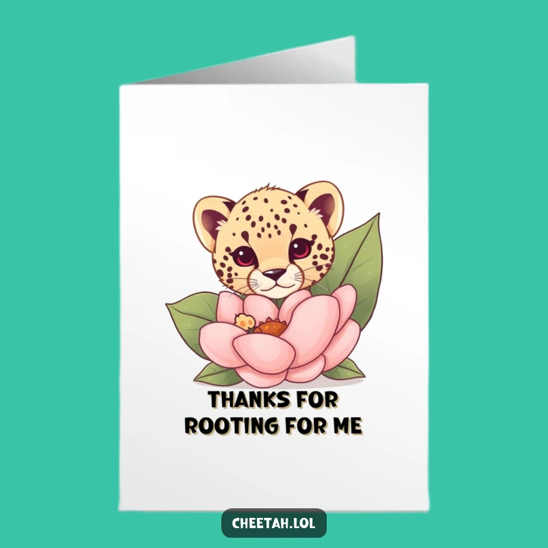 Free Printable Cheetah Thank You Card: Flower Peek Cub Funny Downloadable