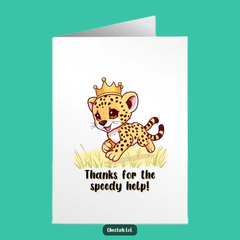 Free Printable Thank You Card: Cheetah Cub Crown Zoom - Funny Downloadable Gift
