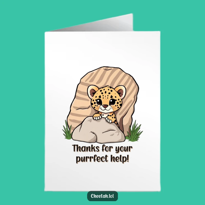 Free Printable Thank You Card: Cheetah Cub Peeking Funny Downloadable Gift!