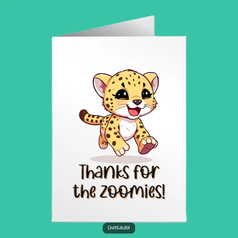 Free Printable Thank You Card: Fast Cheetah Cub Funny Downloadable Gift!