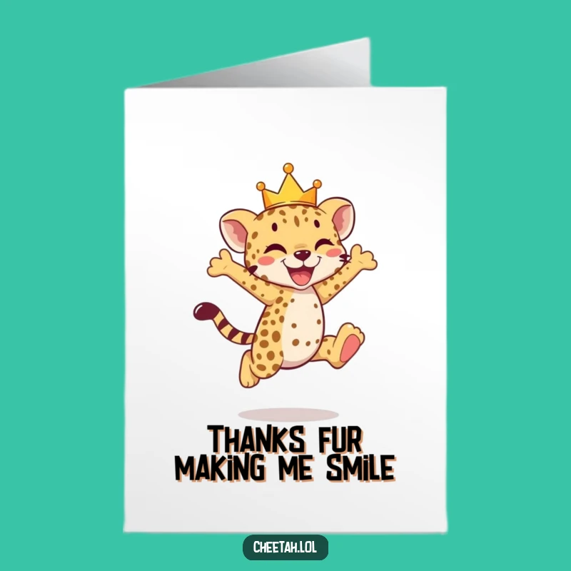 Free Printable Thank You Cheetah Card: Crowned Cub Leap Gratitude